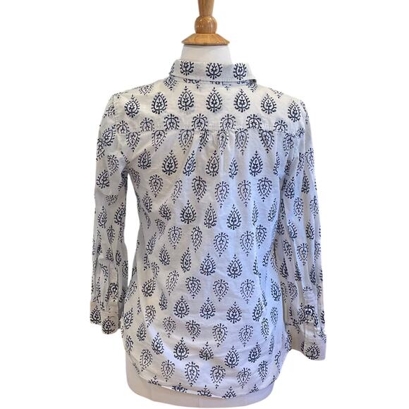 Talbots Navy Blue Allover Print Cotton Button Down Shirt, Size M - Picture 4 of 11